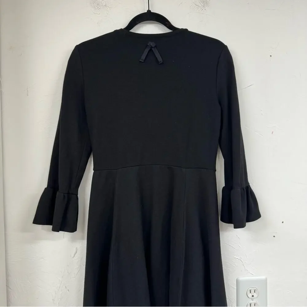 Kate Spade Broome Street Black Bell Sleeve Ponte Mini Dress Womens S Whimsigoth